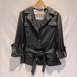 OptionElle Satin Coat with Belt, size XL
